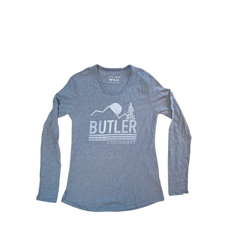 Alma Mater Butler University Long Sleeve Graphic Tee Heather Blue Size W-LG